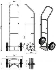 Схема тележки складской двухколесной ГБ-1