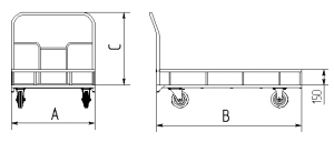 Платформенная тележка с бортом ТПБ Чертеж